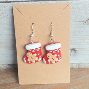 Christmas Earrings Gingerbread Man Stockings